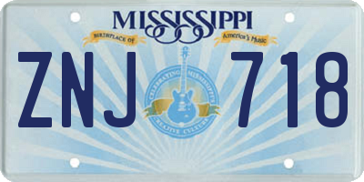 MS license plate ZNJ718
