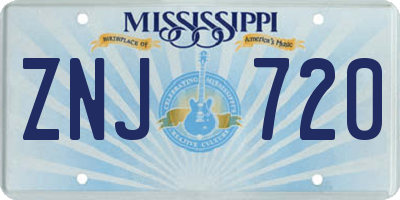 MS license plate ZNJ720