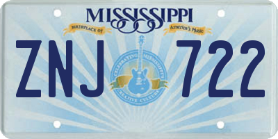 MS license plate ZNJ722