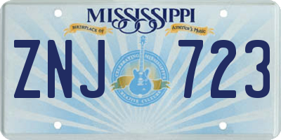 MS license plate ZNJ723