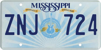 MS license plate ZNJ724
