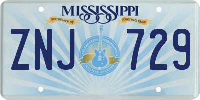 MS license plate ZNJ729