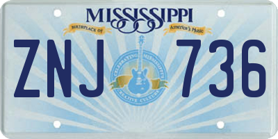 MS license plate ZNJ736