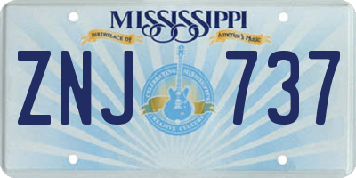 MS license plate ZNJ737