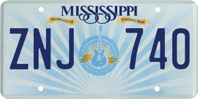 MS license plate ZNJ740