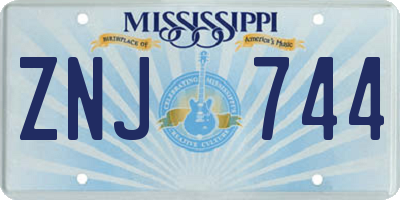 MS license plate ZNJ744