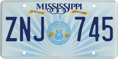 MS license plate ZNJ745