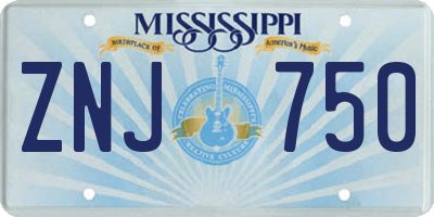 MS license plate ZNJ750