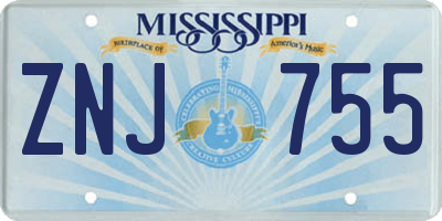MS license plate ZNJ755