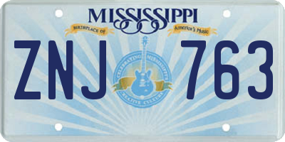 MS license plate ZNJ763