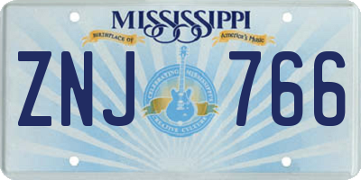 MS license plate ZNJ766