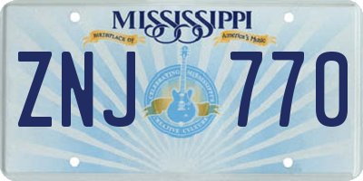 MS license plate ZNJ770