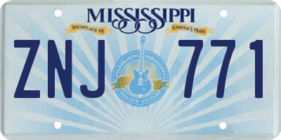 MS license plate ZNJ771
