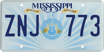 MS license plate ZNJ773