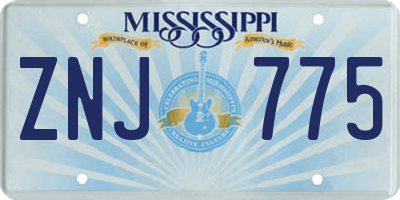 MS license plate ZNJ775
