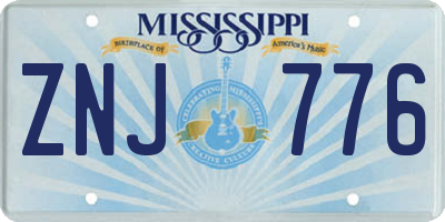 MS license plate ZNJ776