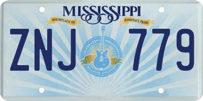 MS license plate ZNJ779