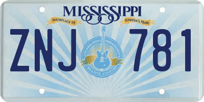MS license plate ZNJ781