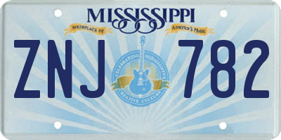 MS license plate ZNJ782