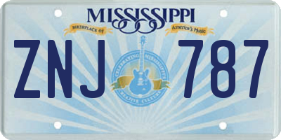 MS license plate ZNJ787