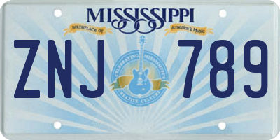 MS license plate ZNJ789