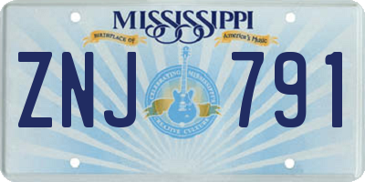 MS license plate ZNJ791