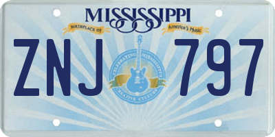 MS license plate ZNJ797