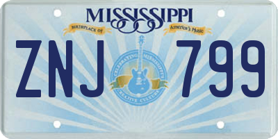 MS license plate ZNJ799