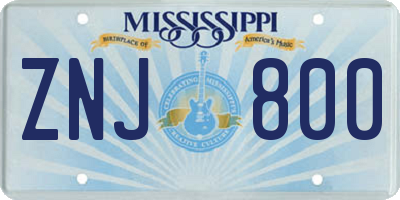 MS license plate ZNJ800