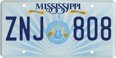 MS license plate ZNJ808