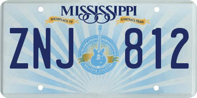 MS license plate ZNJ812