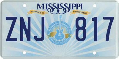 MS license plate ZNJ817