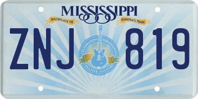 MS license plate ZNJ819