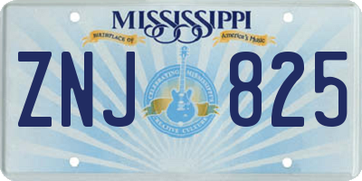 MS license plate ZNJ825