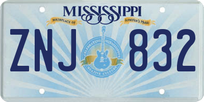 MS license plate ZNJ832