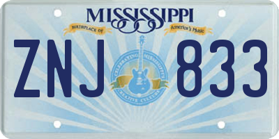MS license plate ZNJ833