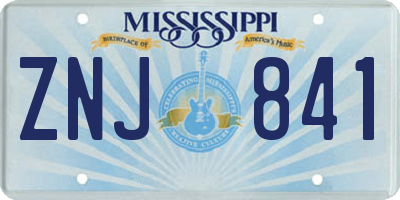 MS license plate ZNJ841