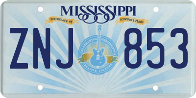 MS license plate ZNJ853