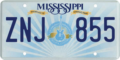 MS license plate ZNJ855
