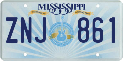 MS license plate ZNJ861