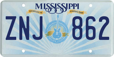 MS license plate ZNJ862