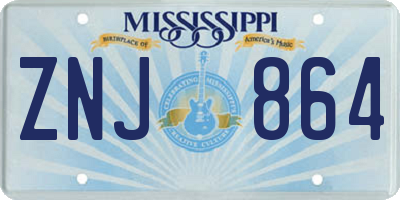 MS license plate ZNJ864