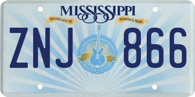 MS license plate ZNJ866