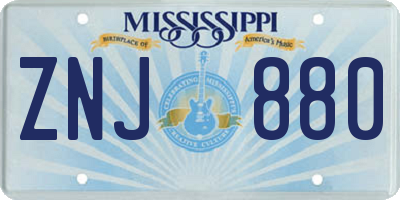 MS license plate ZNJ880