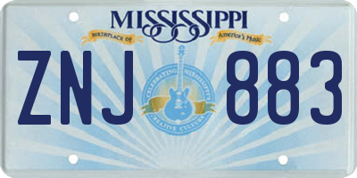 MS license plate ZNJ883