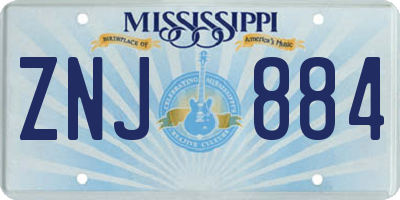 MS license plate ZNJ884