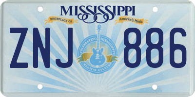 MS license plate ZNJ886