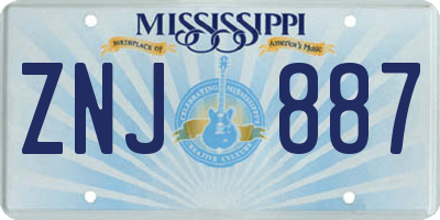 MS license plate ZNJ887