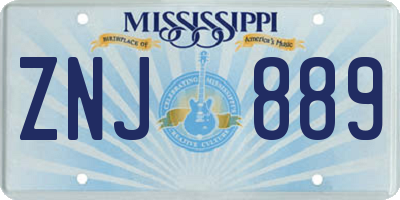MS license plate ZNJ889