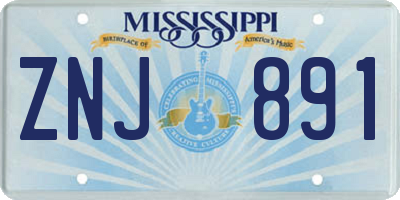 MS license plate ZNJ891